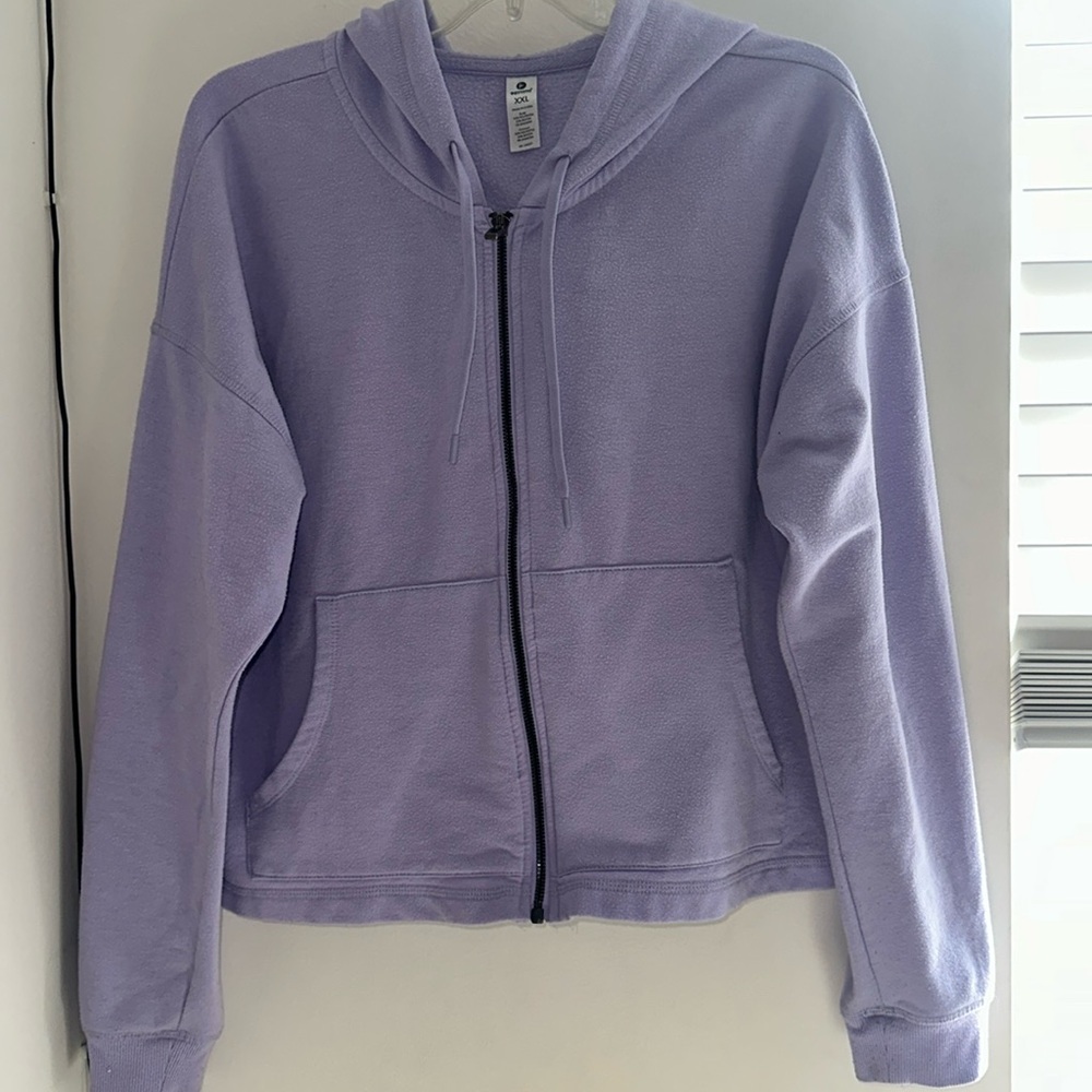90 Degree By Reflex Light Purple Cropped Zip Up Jacket